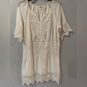 Caslon White Boho Tunic with Lace Details S